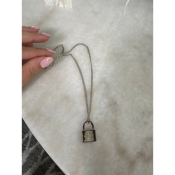 Silver Chain Lock Necklace - Picture 3 of 3